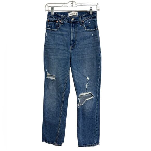 Abercrombie & Fitch The Ankle Straight Ultra High Rise Jeans Curve Love 0/25 - Picture 1 of 5